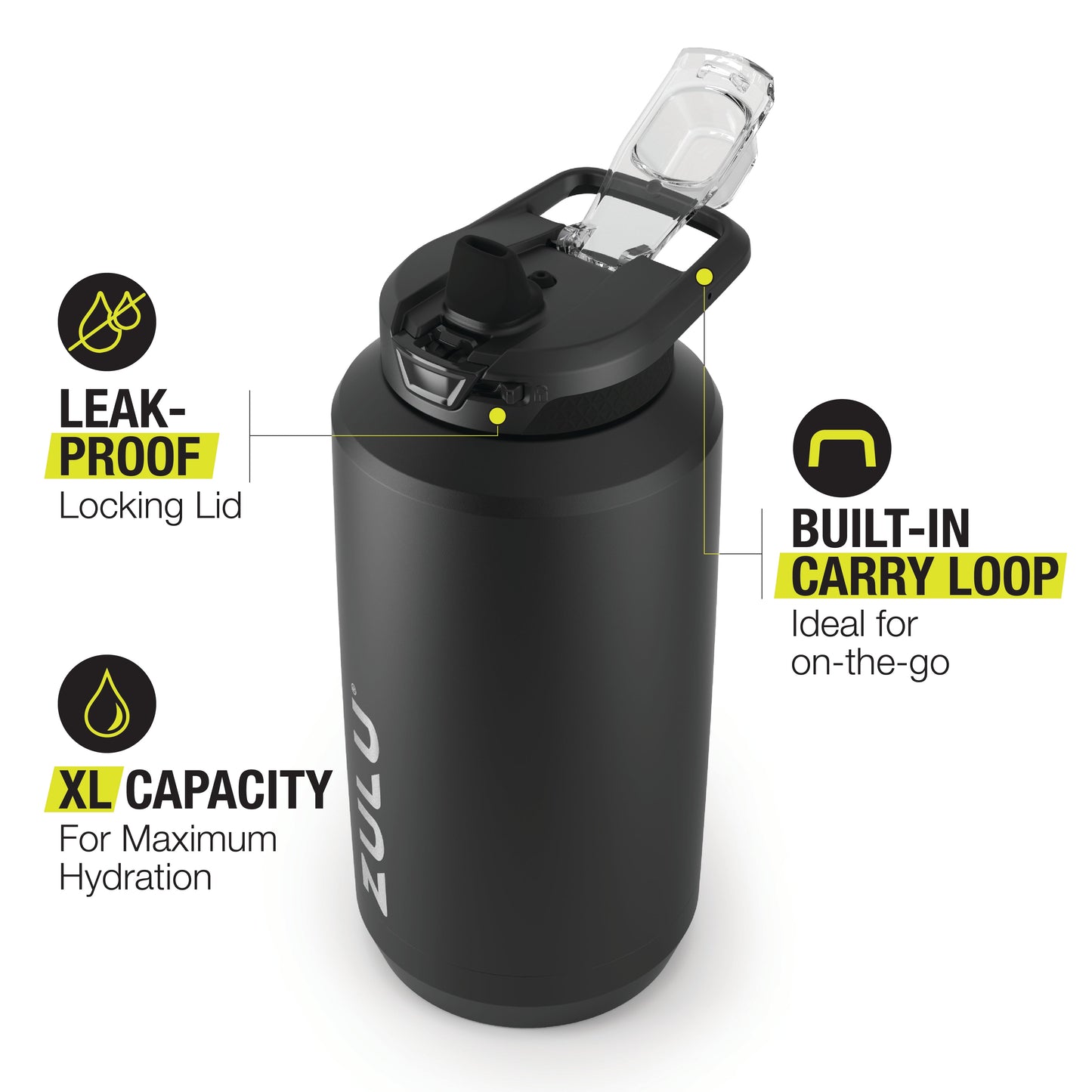 Goals Stainless Steel Half Gallon Water Bottle with Straw K7